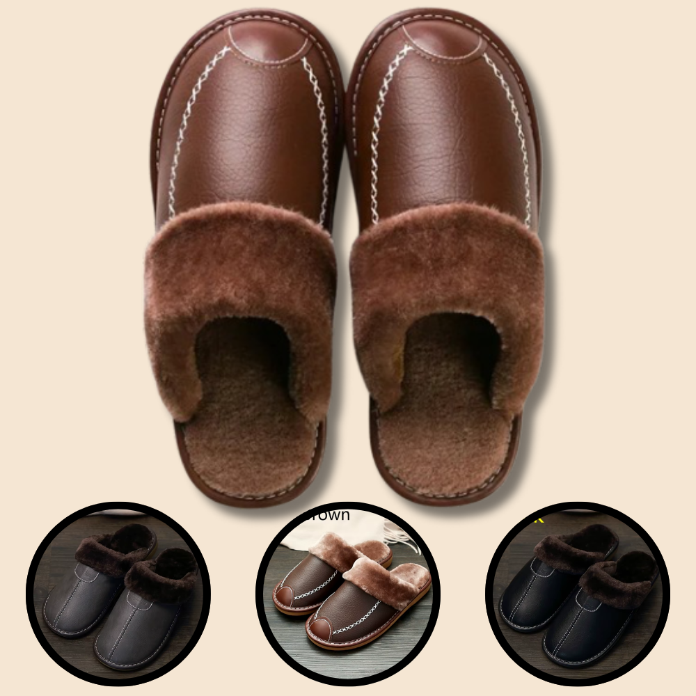 pantoufle en cuir homme