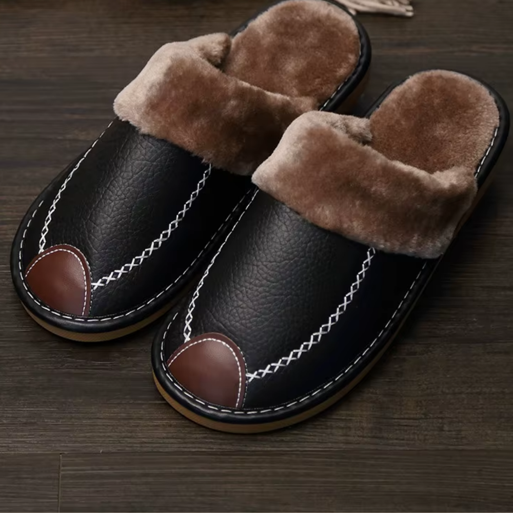 pantoufle en cuir homme