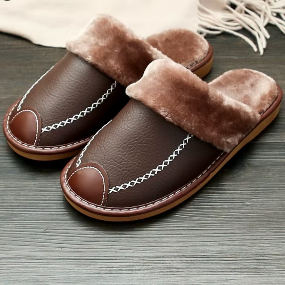 pantoufle en cuir homme