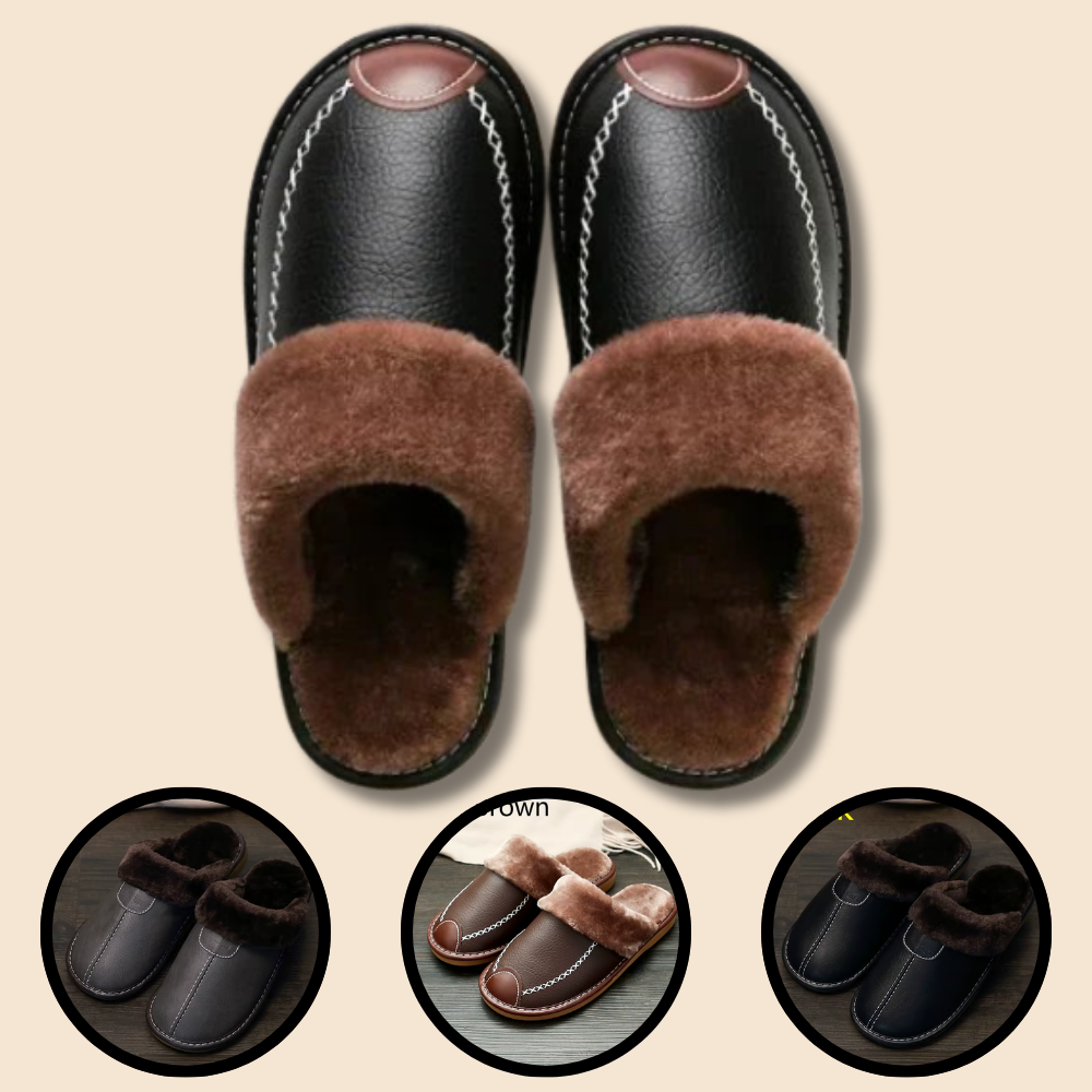 pantoufle en cuir homme